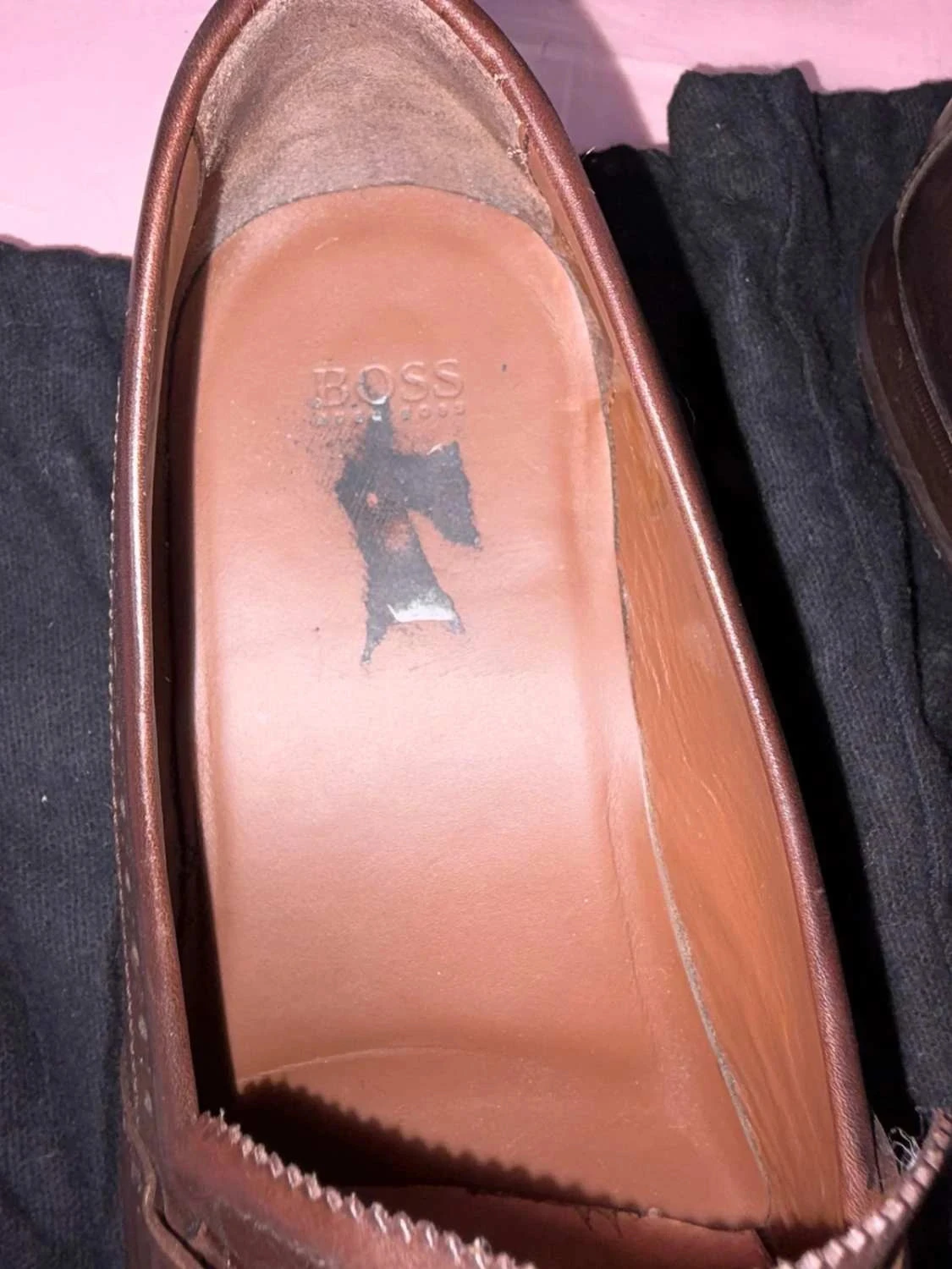 Mocasines de hombre Hugo Boss de cuero marrón con borlas, talla 42 con caja – photo 4